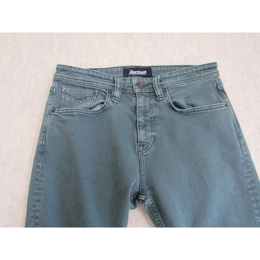 Revtown Sharp Denim Jeans Mens 30x30 Dark Green Slim Straight Decade Denim Pants